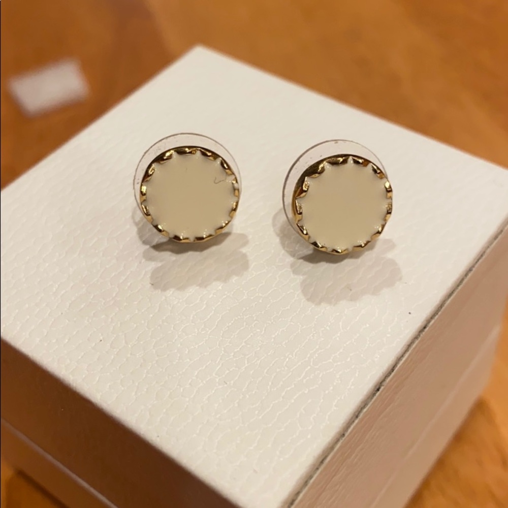 Gold and white stud earrings